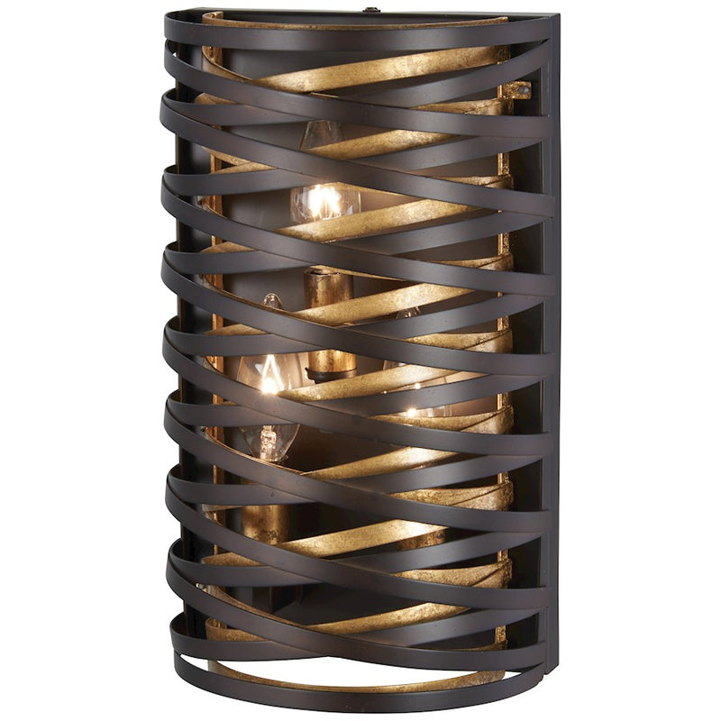 Minka Lavery Safra 12in 1-Light Mini Pendant | Dark Bronze with Mosaic Gold Interior | Kitchen Island & Dining Room | 6 x 4 x 12 in | Model 3673-111