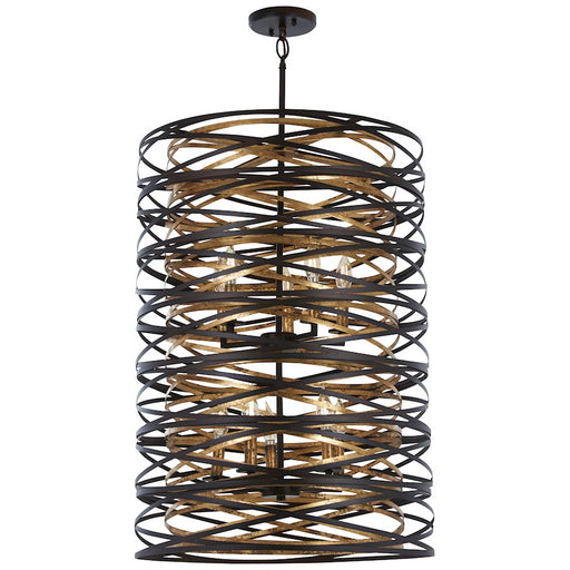 Minka Lavery Vortic Flow 21in 10-Light Semi-Flush Mount | Dark Bronze with Mosaic Gold Interior Steel | Entryway & Living Room | Model 3679-111