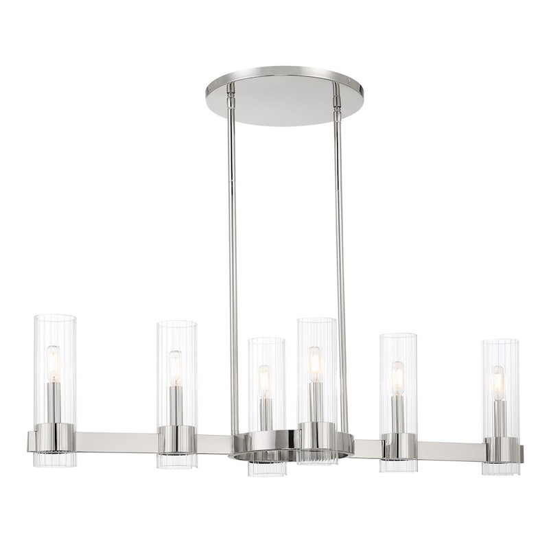 Minka Lavery Vernon Place 42in 6-Light Island Light | Transitional Polished Nickel | Kitchen Island & Dining Room | 42 x 13 x 23 in | Model 3896-613
