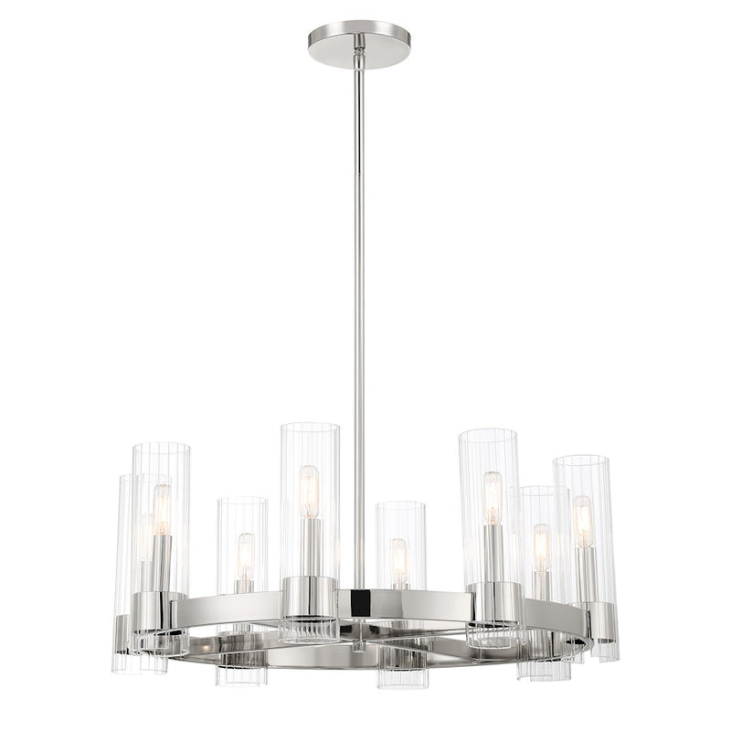 Minka Lavery Vernon Place 28in 8-Light Chandelier | Transitional Polished Nickel | Dining Room & Living Room | 28 x 28 x 28 in | Model 3898-613