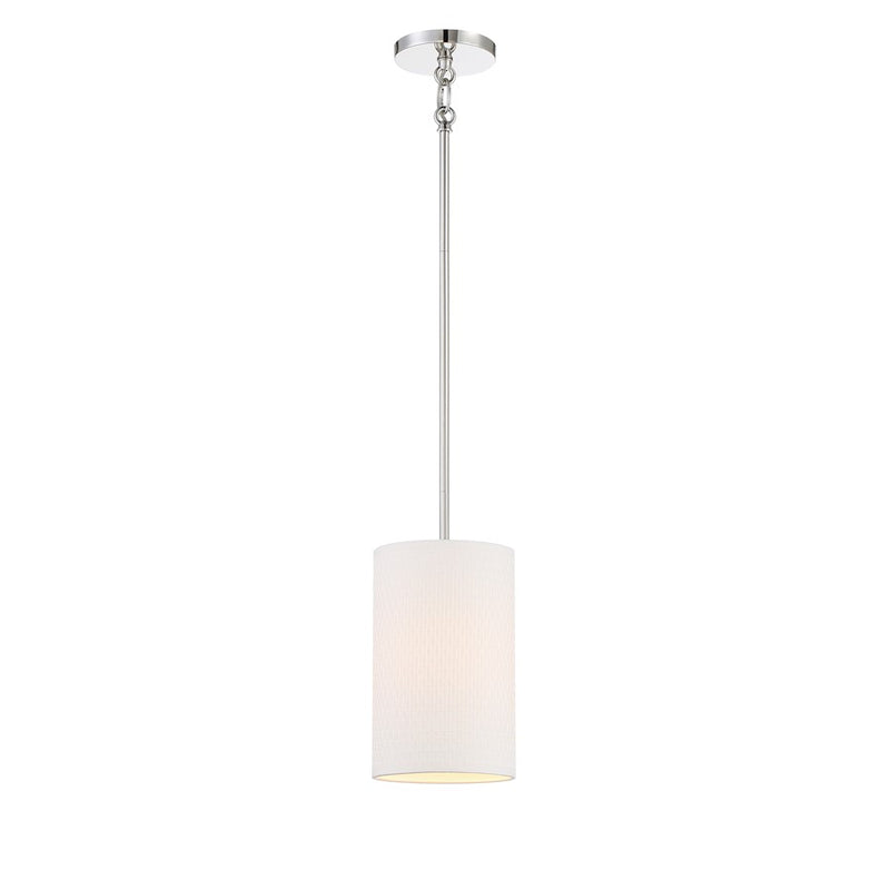 Minka Lavery Palmetto 7in 1-Light Mini Pendant | Transitional Polished Nickel and White Glass | Kitchen Island & Breakfast Bar | Model 3921-613