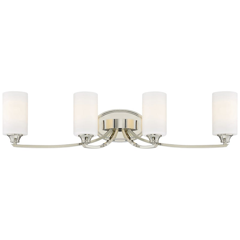 Minka Lavery Tilbury 33in 4-Light Bathroom Vanity Light | Transitional Polished Nickel and Clear Glass | Bathroom Vanity | Model 3984-613