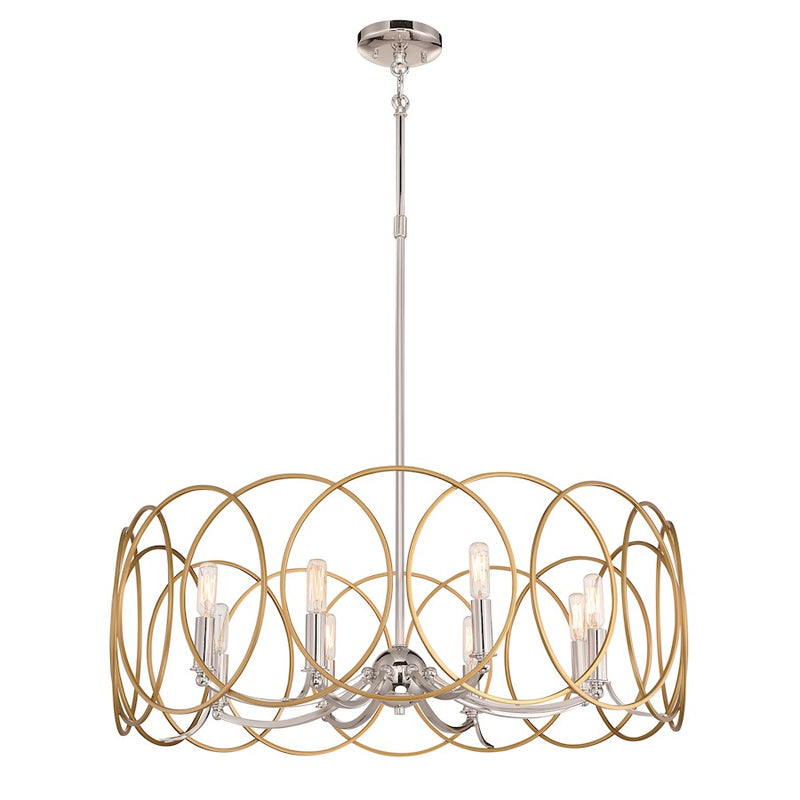 Minka Lavery Chassell 32in 8-Light Chandelier | Transitional Painted Honey Gold with Polish | Dining Room & Foyer | 32 x 32 x 28 in | Model 4028-679