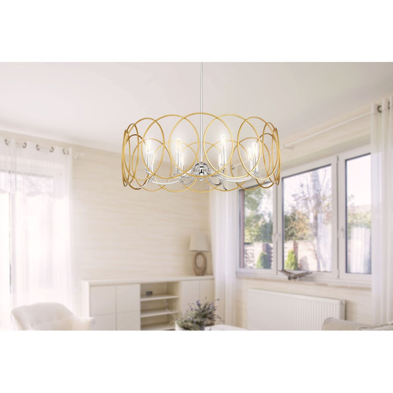 Minka Lavery Chassell 32in 8-Light Chandelier | Transitional Painted Honey Gold with Polish | Dining Room & Foyer | 32 x 32 x 28 in | Model 4028-679