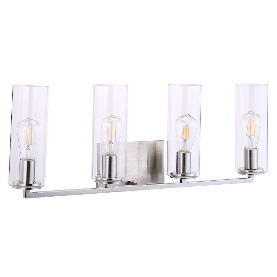 Minka Lavery Acacia 4 Light Bath Vanity, Brushed Nickel/Clear
