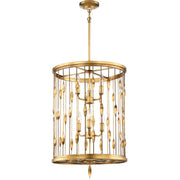 Minka Lavery Olivetas 18in 1-Light Pendant | Il Terrace Gold Leaf and White Fabric | Kitchen Island & Dining Room | 18 x 18 x 26 in | Model 4052-571
