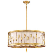 Minka Lavery Olivetas 26in 5-Light Convertible Pendant | Il Terrace Gold Leaf and White Fabric | Kitchen Island & Dining Room | Model 4055-571