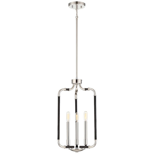 Minka Lavery Liege 13in 1-Light Pendant | Matte Black with Polished Nickel | Kitchen Island & Dining Room | 13 x 13 x 22 in | Model 4060-572