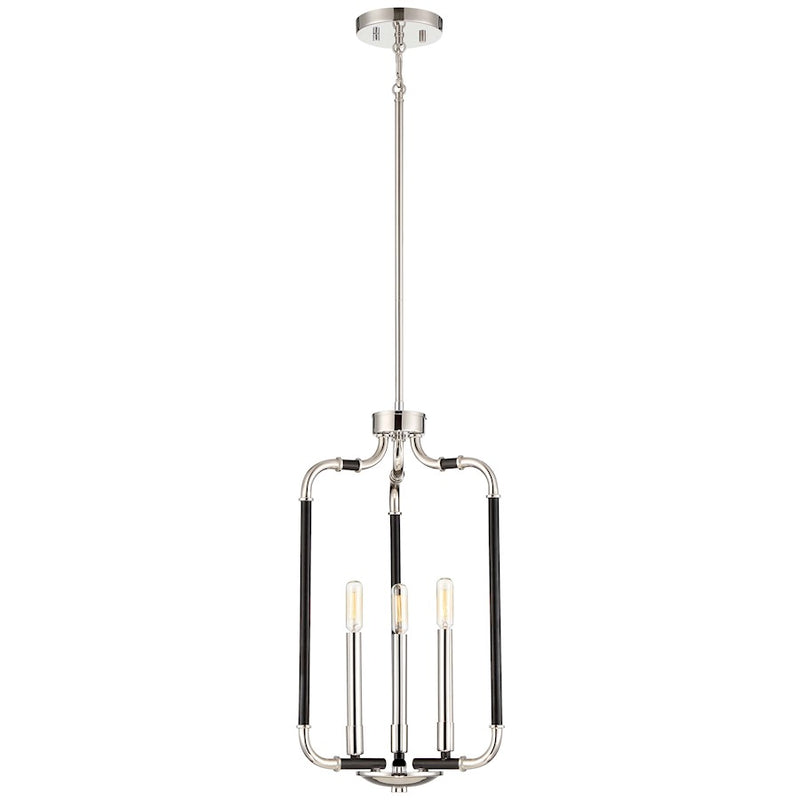 Minka Lavery Liege 13in 1-Light Pendant | Matte Black with Polished Nickel | Kitchen Island & Dining Room | 13 x 13 x 22 in | Model 4060-572