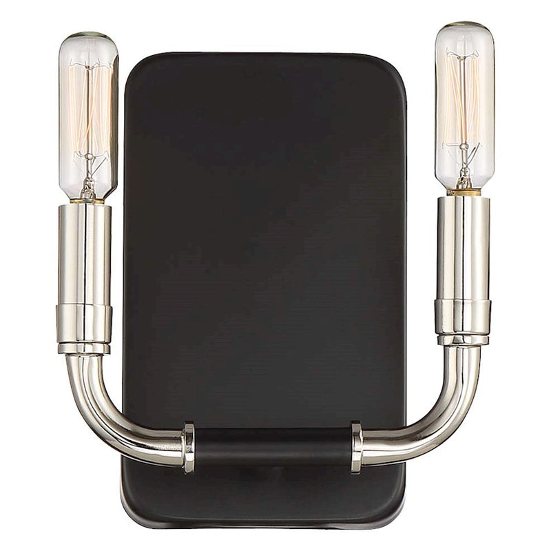 Minka Lavery Liege 2-Light Wall Sconce | Transitional Matte Black and Polished Nickel | Bedroom & Hallway Accent Light | 7 x 7 x 8 in | Model 4062-572