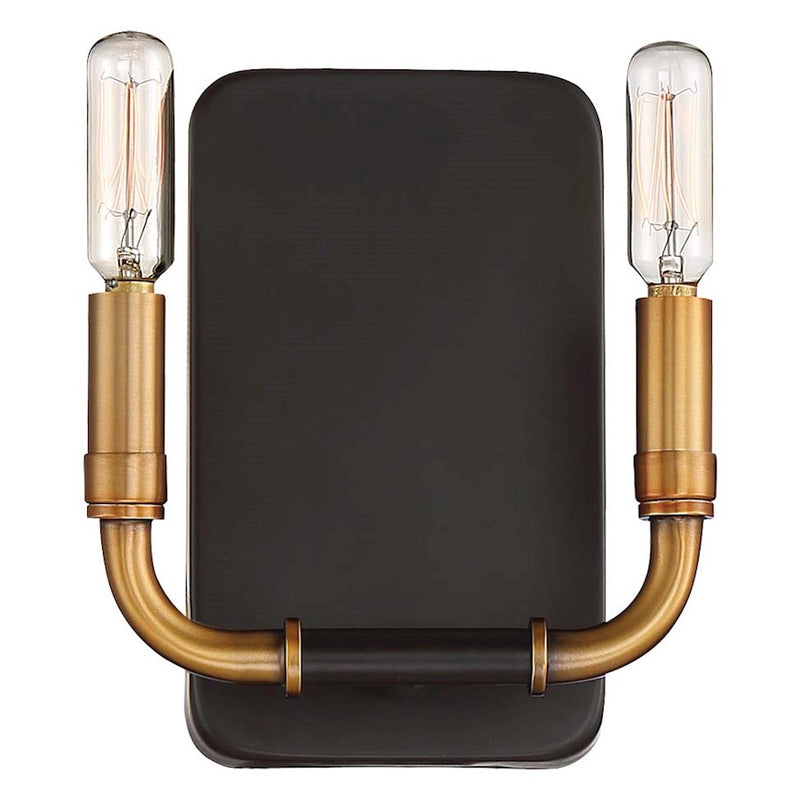 Minka Lavery Liege 2-Light Wall Sconce | Transitional Aged Kinston Bronze and Brass | Bedroom & Hallway Accent Light | 7 x 7 x 8 in | Model 4062-660