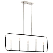 Minka Lavery Liege 42in 5-Light Island Light | Transitional Matte Black and Polished Nickel | Kitchen Island & Dining Room | Model 4065-572