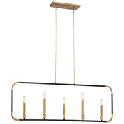 Minka Lavery Liege 42in 5-Light Island Light | Aged Kinston Bronze and Brass | Kitchen Island & Dining Room | 42 x 16 in | Model 4065-660