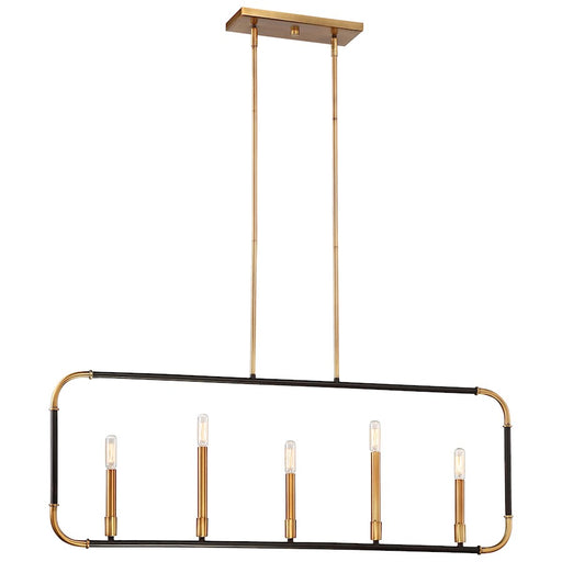 Minka Lavery Liege 42in 5-Light Island Light | Aged Kinston Bronze and Brass | Kitchen Island & Dining Room | 42 x 16 in | Model 4065-660