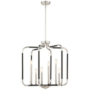 Minka Lavery Liege 25in 6-Light Pendant | Transitional Matte Black and Polished Nickel | Dining Room & Living Room | 25 x 25 x 26 in | Model 4066-572
