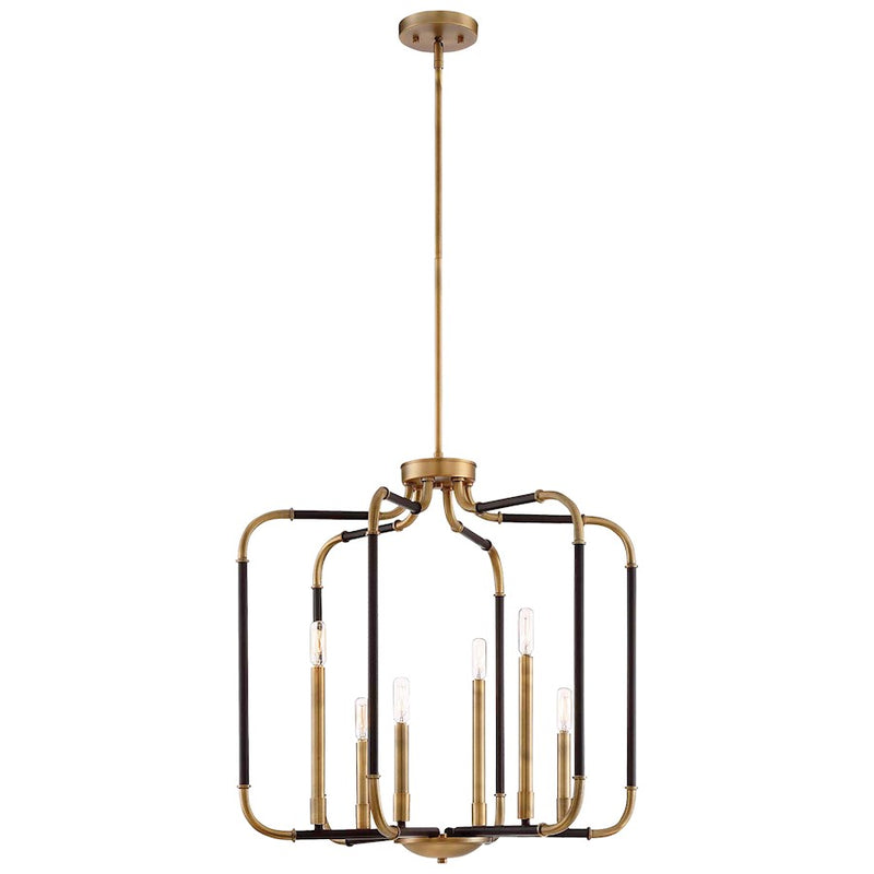 Minka Lavery Liege 25in 6-Light Pendant | Aged Kinston Bronze and Brass | Dining Room & Living Room | 25 x 25 x 26 in | Model 4066-660