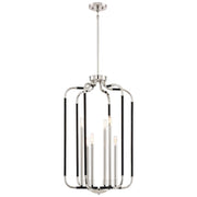 Minka Lavery Liege 19in 6-Light Pendant | Matte Black and Polished Nickel | Dining Room & Living Room | 19 x 19 x 33 in | Model 4067-572