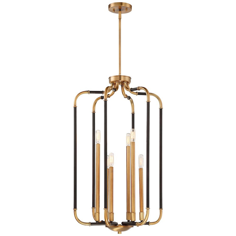 Minka Lavery Liege 19in 6-Light Pendant | Aged Kinston Bronze and Brass | Dining Room & Living Room | 19 x 19 x 33 in | Model 4067-660