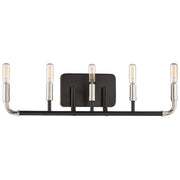 Minka Lavery Liege 24in 5-Light Vanity Light | Transitional Matte Black with Polished Nickel | Bathroom Vanity | 24 x 24 x 6 in | Model 4068-572
