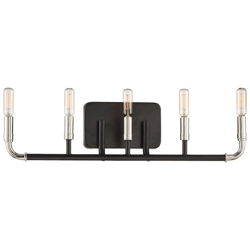 Minka Lavery Liege 24in 5-Light Vanity Light | Transitional Matte Black with Polished Nickel | Bathroom Vanity | 24 x 24 x 6 in | Model 4068-572