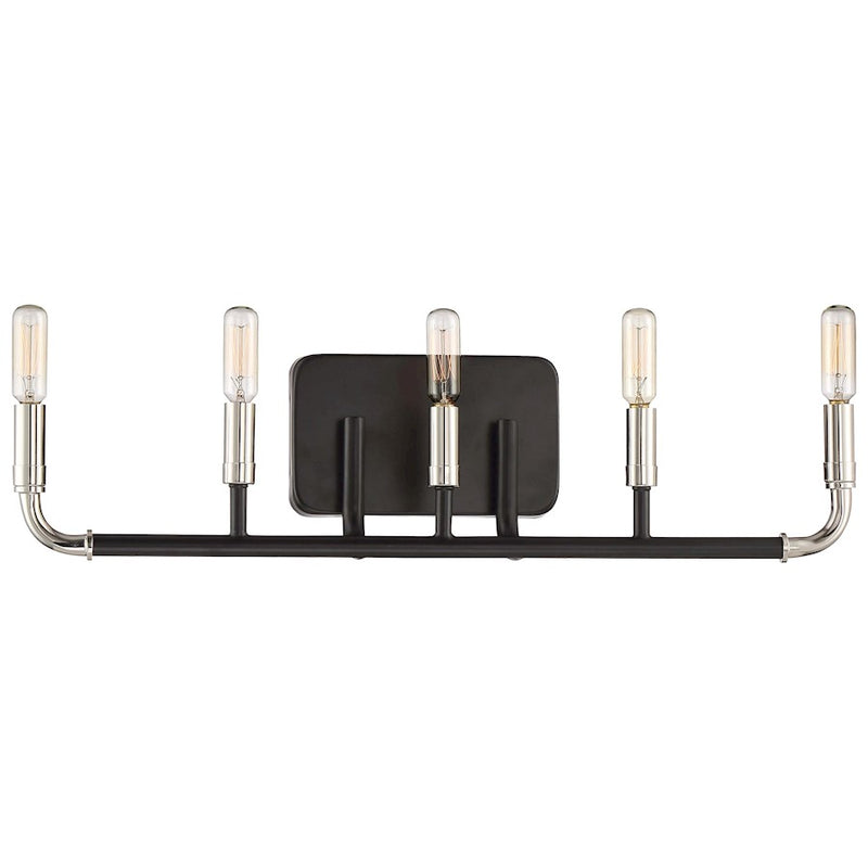 Minka Lavery Liege 24in 5-Light Vanity Light | Transitional Matte Black with Polished Nickel | Bathroom Vanity | 24 x 24 x 6 in | Model 4068-572