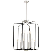 Minka Lavery Liege 28in 12-Light Pendant | Modern Matte Black and Polished Nickel | Dining Room & Living Room | 28 x 28 x 34 in | Model 4069-572