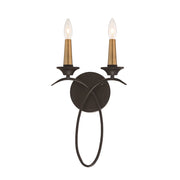 Minka Lavery La Courbe 11in 2-Light Wall Sconce | Transitional Coal with Antique Brass | Hallway & Living Room Accent | Model 4072-676