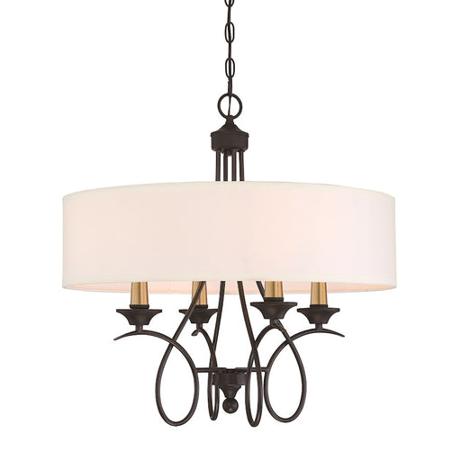 Minka Lavery La Courbe 24in 4-Light Pendant | Transitional Coal with Antique Brass | Kitchen Island & Dining Room | 24 x 24 x 24 in | Model 4074-676