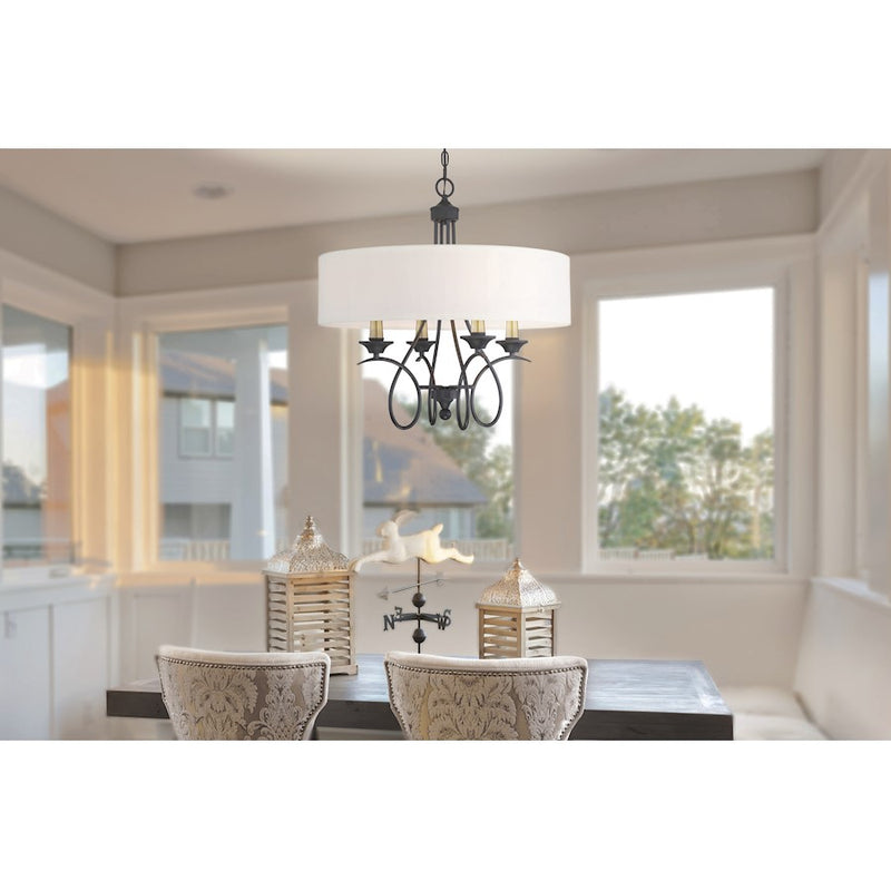 Minka Lavery La Courbe 24in 4-Light Pendant | Transitional Coal with Antique Brass | Kitchen Island & Dining Room | 24 x 24 x 24 in | Model 4074-676