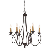 Minka Lavery La Courbe 6-Light Chandelier | Transitional Coal with Antique Brass | Dining Room & Great Room | 28 x 28 x 31 in | Model 4076-676