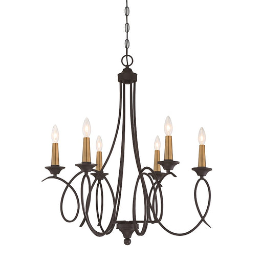 Minka Lavery La Courbe 6-Light Chandelier | Transitional Coal with Antique Brass | Dining Room & Great Room | 28 x 28 x 31 in | Model 4076-676