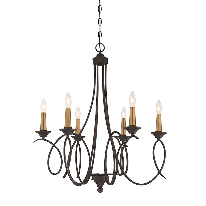 Minka Lavery La Courbe 6-Light Chandelier | Transitional Coal with Antique Brass | Dining Room & Great Room | 28 x 28 x 31 in | Model 4076-676