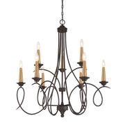 Minka Lavery La Courbe 9-Light Chandelier | Transitional Coal with Antique Brass | Dining Room & Great Room | 34 x 34 x 36 in | Model 4079-676