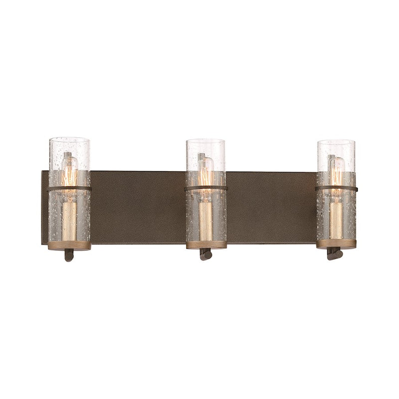 Minka Lavery Sussex Court 3-Light Vanity Light | Transitional Smoked Iron and Aged Gold | Bathroom Vanity & Powder Room | Model 4083-107