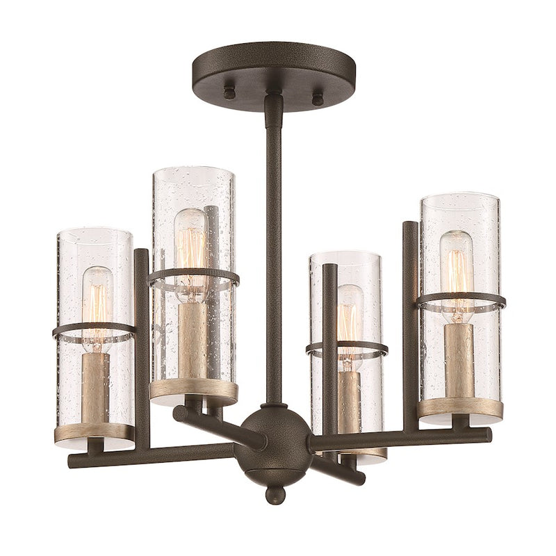 Minka Lavery Sussex Court 14in 4-Light Semi-Flush | Transitional Smoked Iron and Aged Gold | Entryway & Hallway | 14 x 14 x 14 in | Model 4085-107