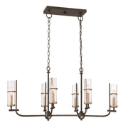 Minka Lavery Sussex Court 38in 6-Light Island Light | Transitional Smoked Iron with Aged Gold | Kitchen Island & Dining Room | Model 4088-107