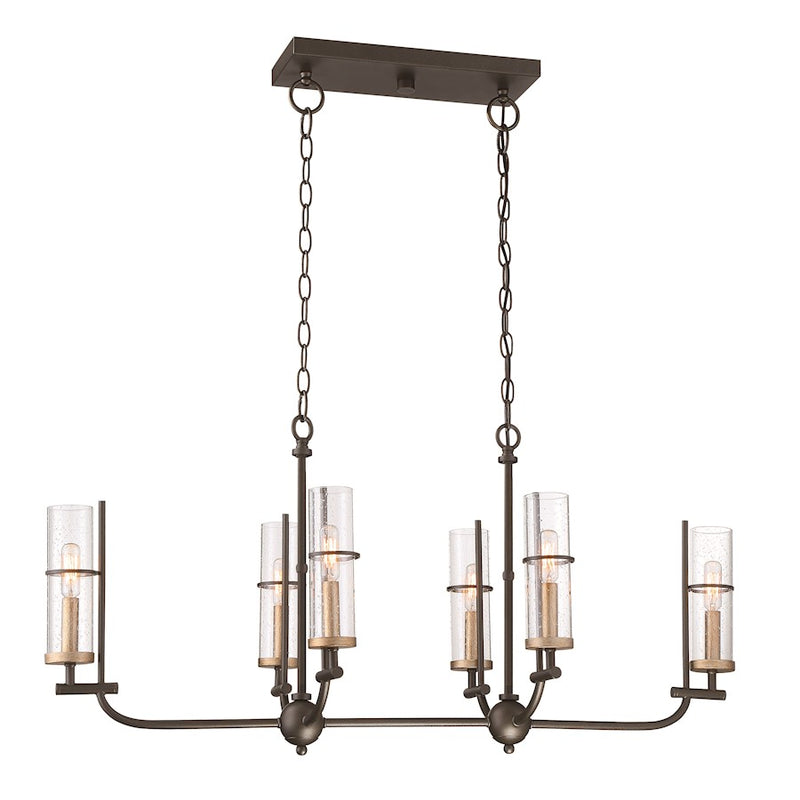 Minka Lavery Sussex Court 38in 6-Light Island Light | Transitional Smoked Iron with Aged Gold | Kitchen Island & Dining Room | Model 4088-107