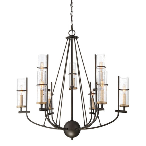 Minka Lavery Sussex Court 31in 9-Light Chandelier | Transitional Smoked Iron and Aged Gold | Dining Room & Foyer | 31 x 31 x 31 in | Model 4089-107