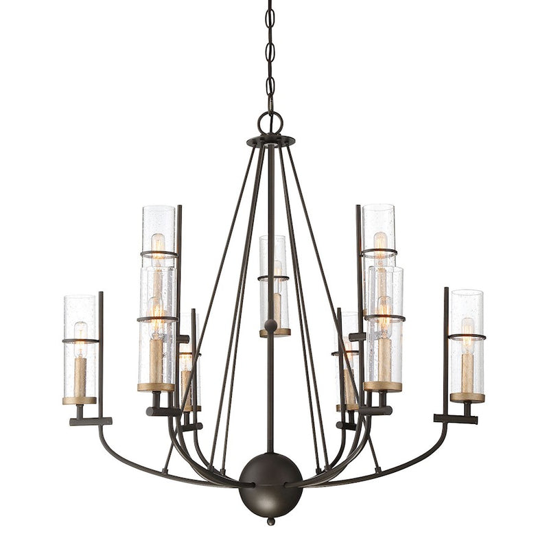Minka Lavery Sussex Court 31in 9-Light Chandelier | Transitional Smoked Iron and Aged Gold | Dining Room & Foyer | 31 x 31 x 31 in | Model 4089-107