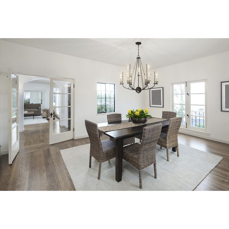 Minka Lavery Sussex Court 31in 9-Light Chandelier | Transitional Smoked Iron and Aged Gold | Dining Room & Foyer | 31 x 31 x 31 in | Model 4089-107