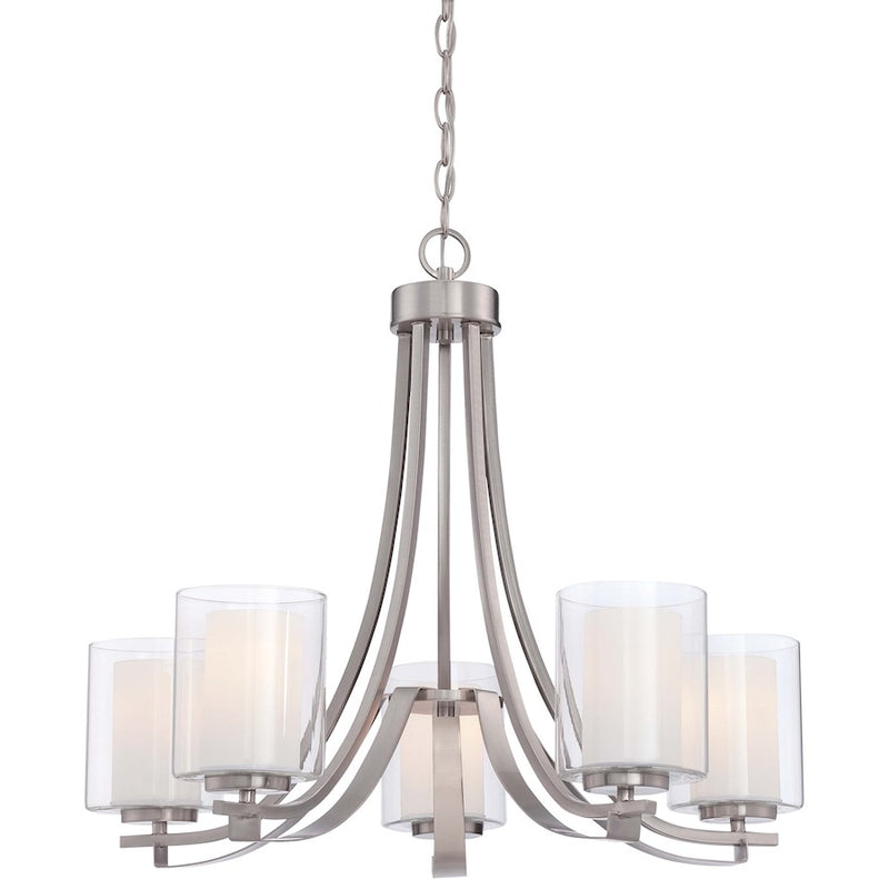 Minka Lavery Parsons Studio 25.5in 5-Light Chandelier | Transitional Brushed Nickel | Dining Room & Living Room | 25.5 x 25.5 x 23 in | Model 4105-84