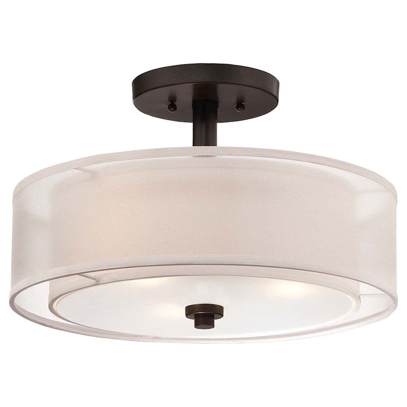 Minka Lavery Parsons Studio 3-Light Semi-Flush | Smoked Iron Steel | Kitchen & Living Room | 15 x 15 x 10 in | Model 4107-172