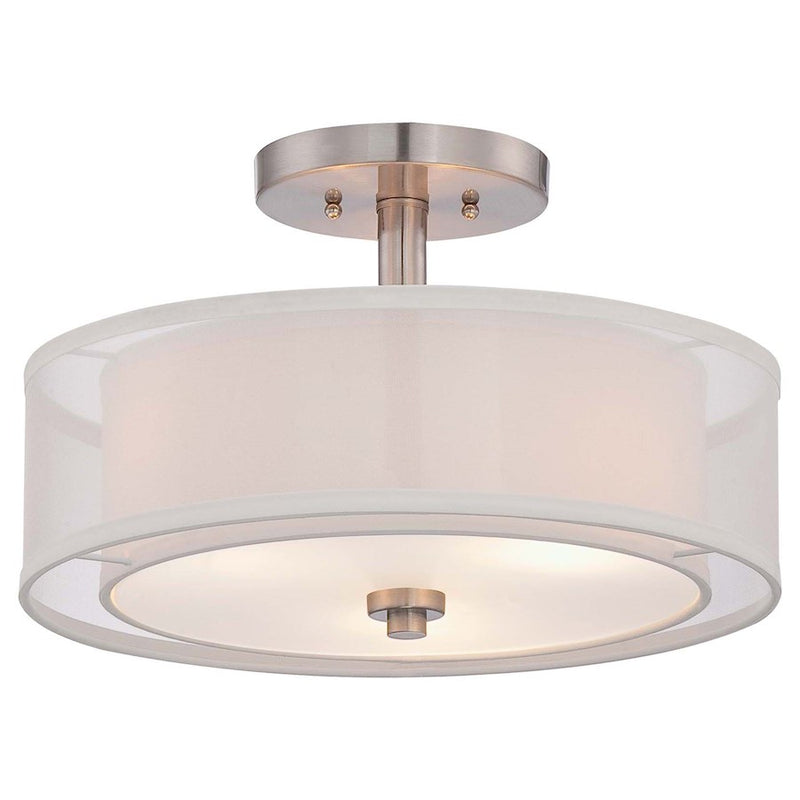 Minka Lavery Parsons Studio 15in 3-Light Semi-Flush | Transitional Brushed Nickel | Bedroom & Living Room | 15 x 15 x 10 in | Model 4107-84
