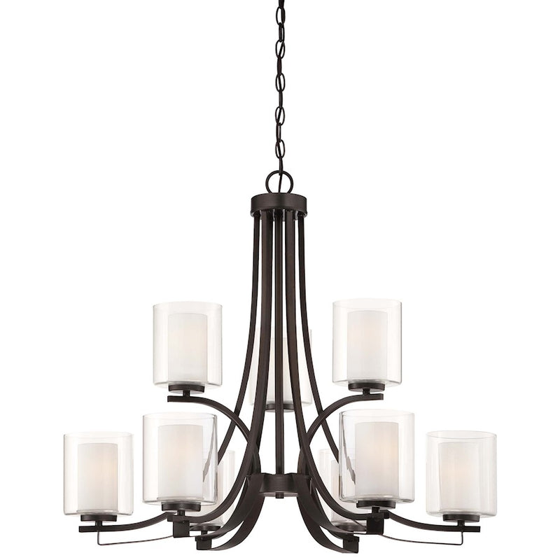 Minka Lavery Parsons Studio 32in 9-Light Chandelier | Transitional Smoked Iron | Kitchen & Dining Room | 32 x 32 x 28 in | Model 4109-172