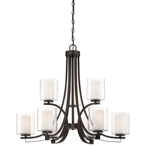 Minka Lavery Parsons Studio 32in 9-Light Chandelier | Transitional Smoked Iron | Kitchen & Dining Room | 32 x 32 x 28 in | Model 4109-172