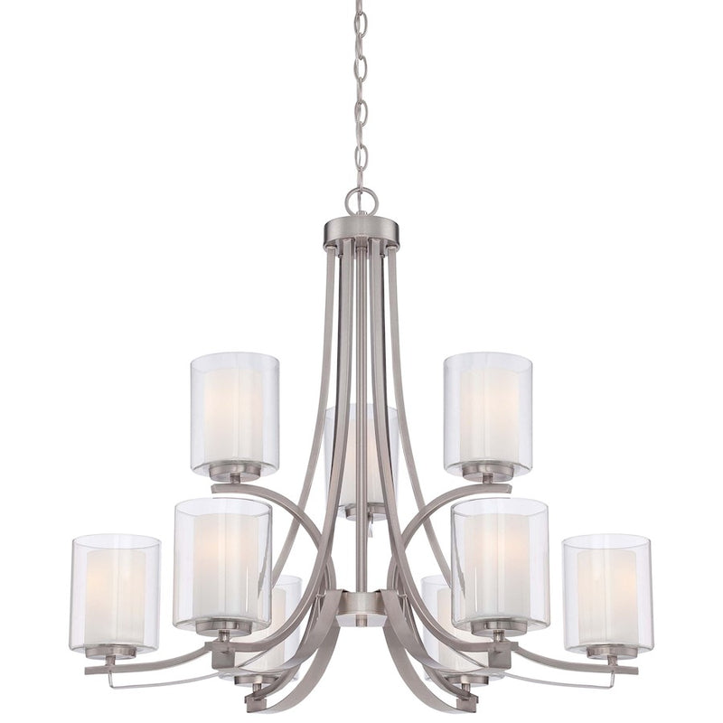 Minka Lavery Parsons Studio 32in 9-Light Chandelier | Transitional Brushed Nickel | Dining Room & Living Room | 31.5 x 31.5 x 28.5 in | Model 4109-84