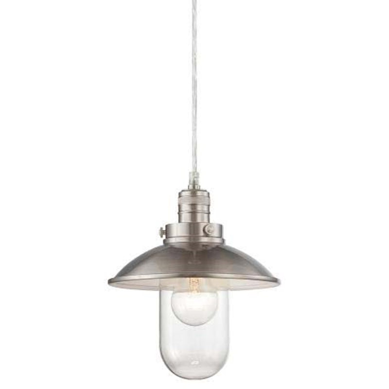 Minka Lavery Downtown Edison 1-Light Mini Pendant | Industrial Brushed Nickel Metal | Kitchen Island & Dining Room | Model 4130-84