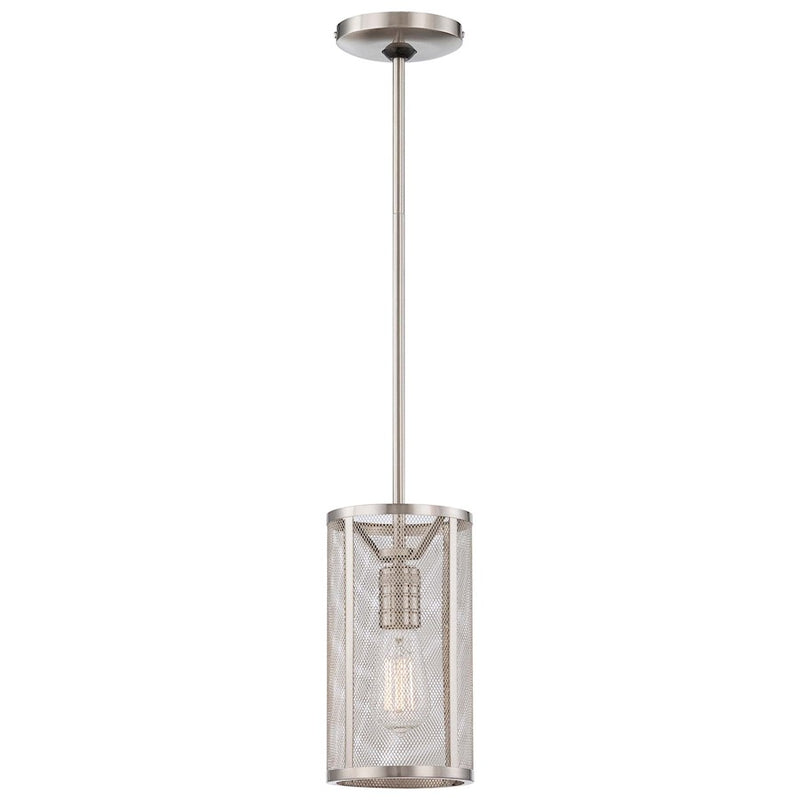 Minka Laver Downtown Edison 6in 1-Light Mini Pendant | Contemporary Brushed Nickel | Kitchen Island & Dining Room | 6 x 6 x 10 in | Model 4131-84