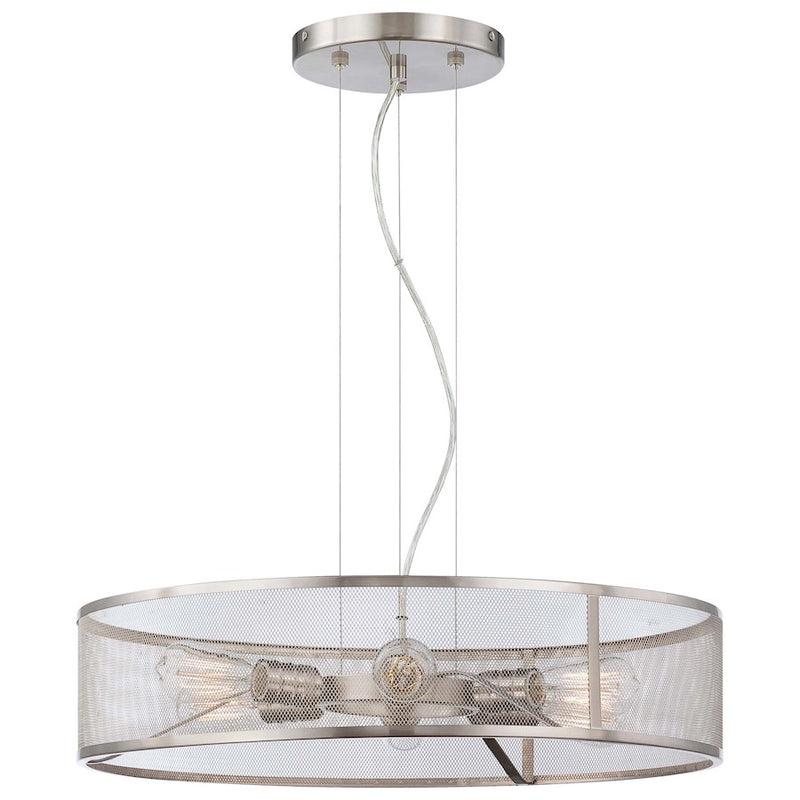 Minka Laver Downtown Edison 24in 6-Light Pendant | Contemporary Brushed Nickel | Dining Room & Kitchen Island | 24 x 24 x 6 in | Model 4136-84