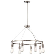 Minka Lavery Downtown Edison 27in 8-Light Chandelier | Industrial Brushed Nickel | Dining Room & Living Room | 27 x 27 x 21 in | Model 4138-84